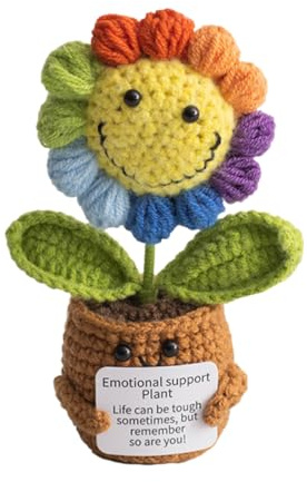 KEWUF Pocket Hug Fiore positivo, regalo donna compleanno, regalo donna, lana di girasole, patate positive Pocket Hug portafortuna per amici colleghi e famili