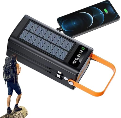 Banque de Batterie Solaire - Chargeur Portable 120 W | Équipement de Survie 50000 mAh avec câbles légers intégrés 4 Sorties et 3 entrées pour Les appareils Mobiles Trip trekis