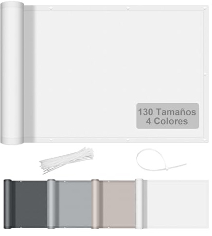 AXT SHADE Benutzerdefinierte Größe Balkon Sichtschutz Wetterfest 90x1000cm Balkonverkleidung Balkonabdeckung Balkonbespannung Blickdichte Windschutz und UV-Schutz für Balkon-Weiß