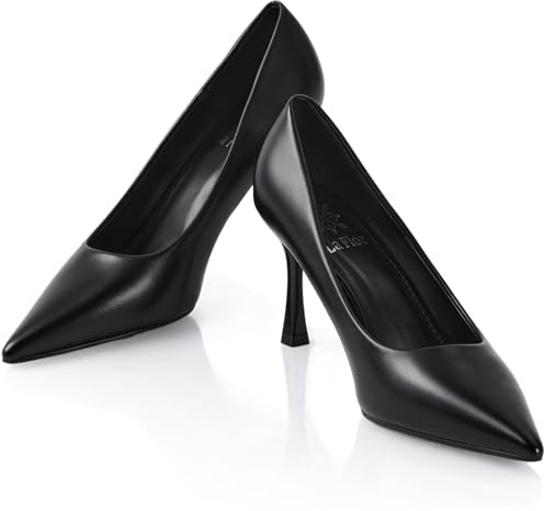 Pumps Damen Schwarz, 8 cm High Heels Elegant und Bequem, Stilettos Schuhe mit Komfortabler Gepolsterter Innensohle und Rutschfester TPR-Sohle für Büro und Party (Elegant Schwarz, 36)
