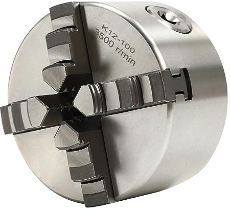 4-Backen Selbstzentrierendes Drehfutter 100 mm Spannbereich Gusseisen Stahlbacken with Präzise Positionierung Automatische Zentrierung for Drehmaschinen CNC Fräsen Bohrmaschinen