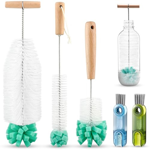 GZLFH Cepillo para Botellas, Cepillo de Limpieza de Hendidura 3 en 1 5 Pz