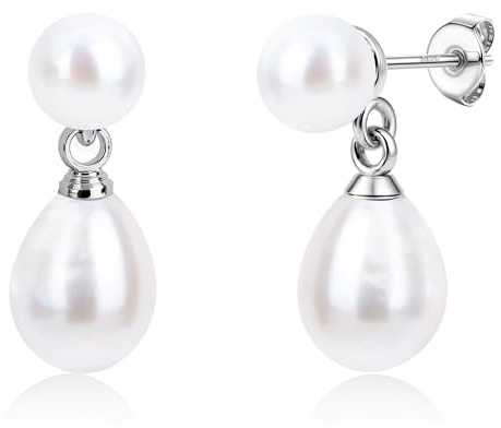 925 Silber Stecker Perlenohrringe Perlen Creolen Ohrstecker Ohrringe Damen | 20G 1 Paar zarte Perlenohrringe, hypoallergen, mit Ginkgo-Blatt und Zirkonia, Haken und Creolen, Modeschmuck für Damen