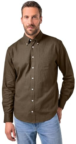 JP 1880 Herren Jp1880 Hemd, Langarm, Leinenmix, Buttondown-Kragen, Modern Fit, Bis 8 XL Hemd