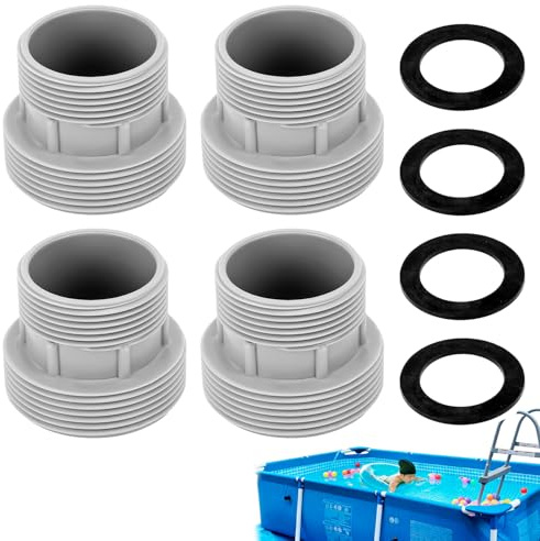 Tissting 4 Pièces Kit Adaptateur Tuyau Piscine Plastique Filetage 60mm/47mm | Conversion Pompe Filtre pour Intex 4560 58254, Compatible Tuyaux Durs et Systèmes de Filtration