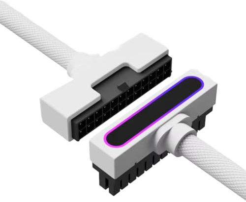 Pinafresa Side Bend 90 Degree ATX24PIN Extension Cable with ARGB SYNC One-Line Connection Computer Power Supply Cable 30cm Length B