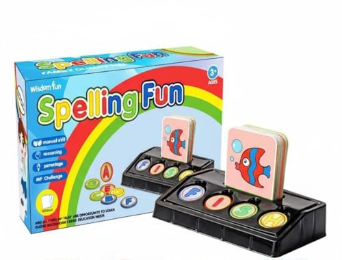 Qianly Jeu D'orthographe Anglais Développe Le Lexique Cartes Mémoire Mots Anglais Apprendre en S'amusant Jeu de Lettres et D'images pour Enfants, Déplacement