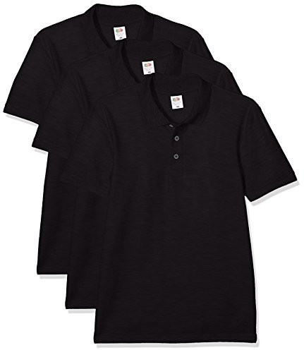 Fruit of the Loom Men's 65/35 Polo Shirt Pack of 3, Black, XX-Large