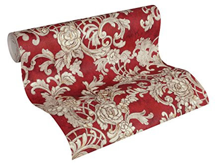 Architects Paper Vliestapete Kind of White by Wolfgang Joop Tapete Luxustapete klassisch floral 10,05 m x 0,53 m metallic rot Made in Germany 340773 34077-3