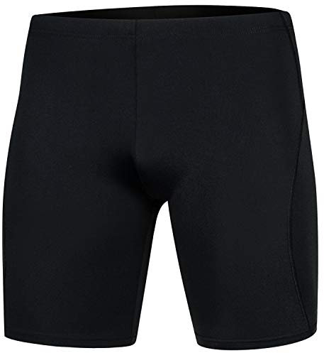 Aqua Speed Badehose Knielang Herren + gratis eBook | Wettkampf Schwimmhosen eng Männer | Jammer Swimwear Men | UV Badepants | Blake, Gr. L, Schwarz