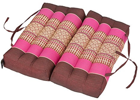 Faltbares Sitzkissen 40x40 Klappkissen Auflage und Meditationskissen Thaikissen für Unterwegs Yogakissen Kissenblock Burgunder & pink