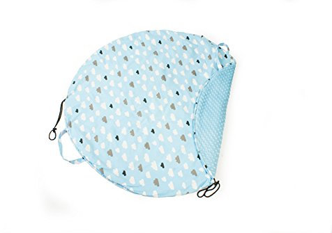 1buy3 Spieldecke, weich und bequem, Babyblau + Wolken, 120 cm Durchmesser