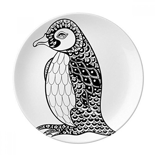 DIYthinker Pingouin Humain Peinture décorative en Porcelaine Quiet bébé Assiette à Dessert 8 Pouces Dîner Accueil Cadeau 21cm diamètre Multicolor