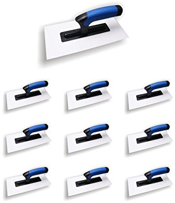 10er Set DEWEPRO® Kunststoff Glättekelle - Glätter - Reibebrett - 270x130mm (ABS) - 3mm Kunstoffbelag mit 2-Komponenten Handgriff
