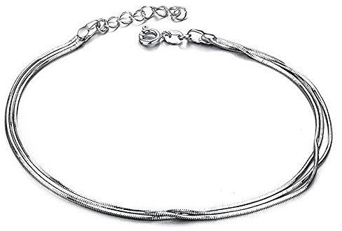Kim Johanson Edelstahl Damen Fußkettchen *Classic* in Silber mit Einem Extra Starken Federringverschluss inkl. Schmuckbeutel