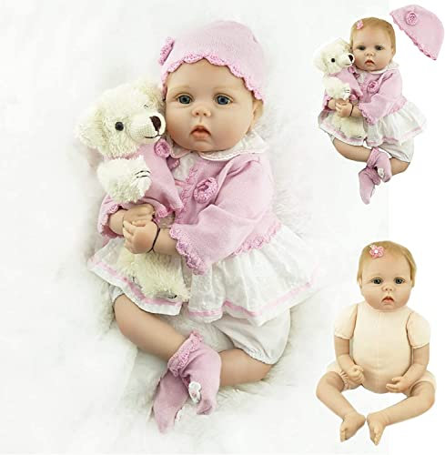 ZIYIUI 22 Zoll 55cm Reborn Babypuppen Lebensechte Weiche Vinyl Silikon Reborn Babys Mädchen Echt aussehende Babypuppen Weihnachten Geschenk Spielzeug
