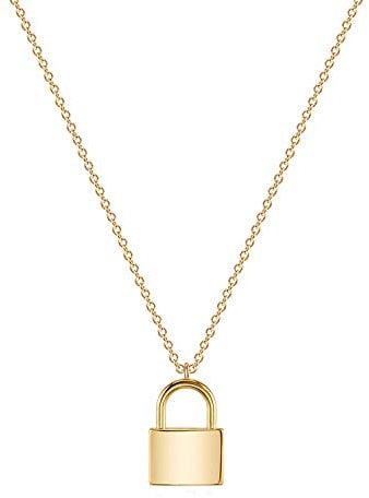 BENEIGE Lock Necklace,18K Gold Plated Cute Tiny Lock Charm Everyday Necklace for Women Minimalist Jewelry