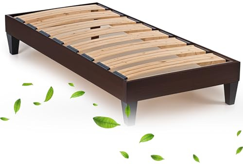 Maison Aubertin Sommier en Kit Tissu Gris - 90x190 cm à Latte 1 Personne en Bois Massif, Structure Robuste avec Pieds Inclus, Montage Facile, Lit Ergonomique, Élégant pour Une Chambre Moderne