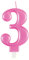 Dazzling Metallic Pink Number 3 Birthday Candle - Perfect Cake Topper for Unforgettable Milestones - 1 Pc