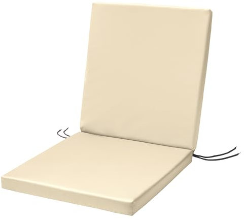 SOFTILLO Waterproof Low Back Chair Cushion With Ties 100x45x4cm | Indoors/Outdoors Patio Seat Pad Cushion For Garden Chairs, Loungers, Recliner, Relaxer | Water-Resistant Material |Natural