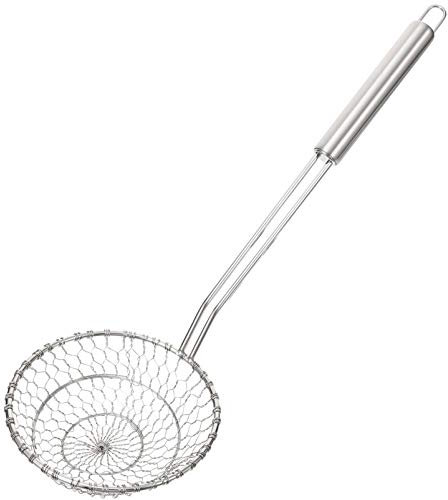 Cabilock 1 Unidad 304 Valla De Acero Inoxidable Colador De Cocina Cuchara para Quitar Grasa Cuchara Colador Cesta Colador De Malla Tamiz De Harina De Acero Inoxidable Papas Fritas Manual