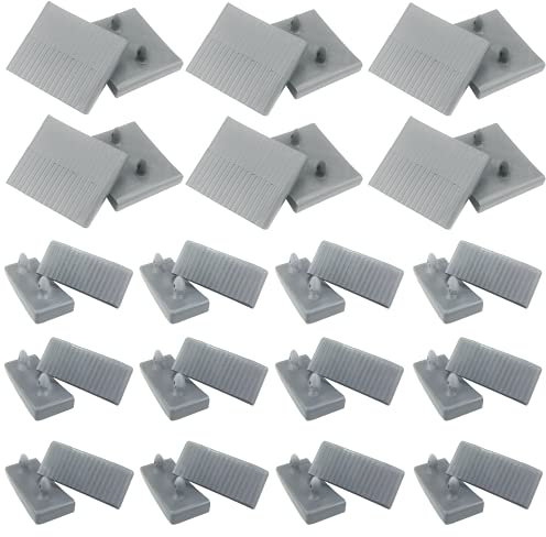 Jiehaojia 12 x Lattenrost-Halterungen, 24 x Seitenleistenhalterungen (63 mm x 9 mm innen), Ersatz-Kunststoff-Bettlattenhalter-Sets, für Einzel- und Doppelbetten, Verbindungszubehör (grau)