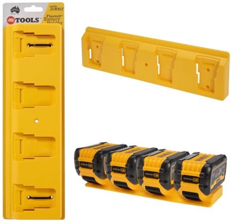Battery Holder for 18 V Makita, Bosch, Festool, DeWALT, Hilti, Milwaukee, Ryobi, Hikoki, AEG, 48Tools Battery Holder, Battery Holder 18 Volt (DeWALT Flexvolt (Yellow))
