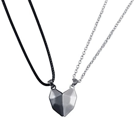 BOCHOI Paar Halskette Magnet Attraktion Passende Halskette Zwei Seelen Ein Herz Anhänger für Freundin Freund Frauen Männer Schmuck Geschenk