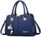 DORRISO Handtasche Damen Mittelgroß - Elegante Große Kapazität Wasserdicht PU Leder Mode Ornamente Abnehmbarem Schulterriemen für Reisen Arbeit Einkaufen Marineblau