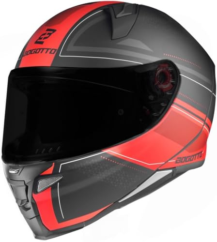 Bogotto FF110 Cinder Helm, schwarz matt/rot, M