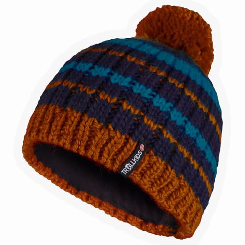 Trollkids Kinder Hafjell Bommelmütze, Nachtblau/Dunkelblau/Zimt, Größe 2-5 Years; 48-52cm