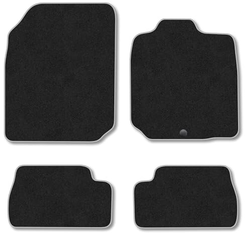 Nissan Micra (2003-2010) Carpet Car Mats | Grey Edge Trim Tailored Fit Floor Mats Full Coverage Protection Accessories Easy Clean Anti Slip Made in the UK