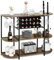 COSTWAY 120cm Weinregal mit Glashalter & Regalen, 3 Ebenen Flaschenregal, 120 x 40 x 91 cm (Vintage)