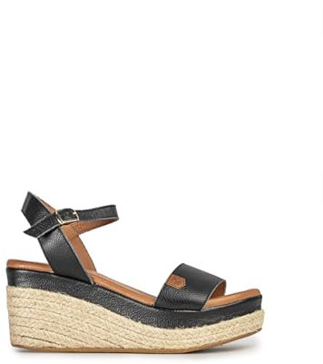 POPA Cuña Baja Arambol Piel Negro, Zapatillas Mujer, 39 EU