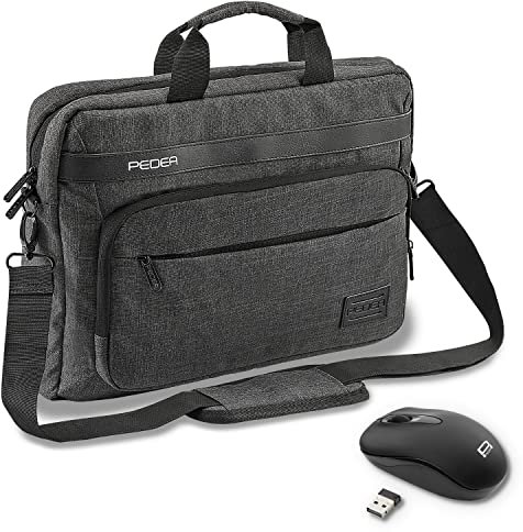 Pedea Laptoptasche 17,3 Zoll (43,9 cm) URBAN-NICE Notebook Umhängetasche Set mit Maus, grau