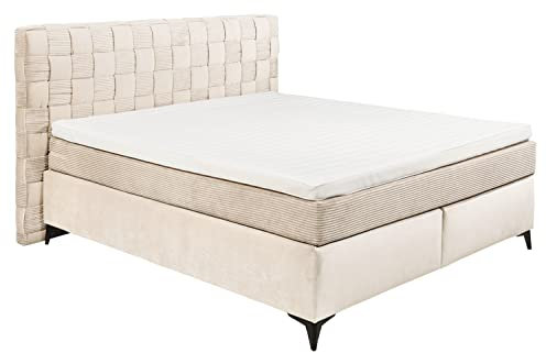 Home4You Boxspringbett - Beige - Cord - Mikrofaser - 180 x 200 cm