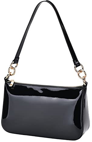 GAYI URBAN Glänzende Kunstleder-Umhängetasche für Damen, glänzend, lässig, Clutch, Mini-Trendige Y2K-Handtasche, Schwarz