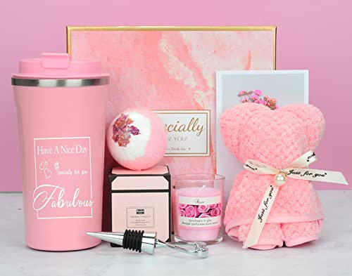 GEEKEO Geschenke, Thermobecher Geburtstagsgeschenk für Frauen Mama Beste Freundin Schwester Ehefrau Oma, Geschenkset für Weihnachts Valentinstag Muttertag Geburtstag, rose