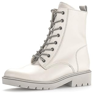 Gabor Damen Combat Boots, Frauen Stiefeletten,Wechselfußbett,Moderate Mehrweite (G),halbstiefel,Kurzstiefel,Ivory (Micro),40 EU / 6.5 UK