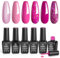 Beetles Pink Gel-Nagellack-Set, 6 Farben Hot Pink Glitter Rose Red Gel-Nagellack-Set mit Schneeflocke-Geschenkset für Mädchen, Soak-off UV-LED-Nagelgel DIY