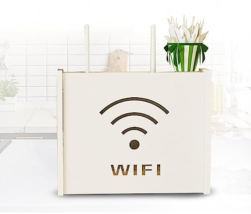 Router Box Cover Wall Wifi Router Storage Box Wooden Wifi Router Shelf Wifii Router Storage Rack,A24x8.5x20cm