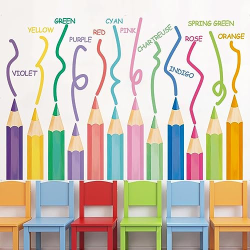 Runtoo Wandtattoo Farben Wandsticker Bleistift Kindergarten Wandaufkleber Kinderzimmer Babyzimmer Mädchen Junge Wanddeko