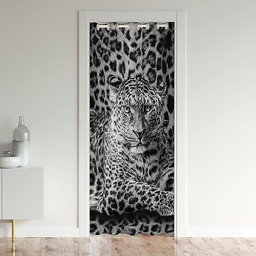 Castle Fairy Türvorhang mit 3D-Leopardenmuster, tropisches Afrika, rustikales Tier, Geparden-Türvorhang, Schlafzimmerdekoration, Wildtier-Verdunkelungsvorhang, 1 Paneel, 86,4 cm B x 203,2 cm L