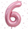 Luftballon 6.Geburtstag,Zahlen 6 Luftballon Rosa,40 Zoll XXL Pastell Rosa Folienballon Hell Pink Zahlenballon 6 Helium Ballon,Luftballon 6.Geburtstag 6 Jahre Geburtstagsdeko Kinder Junge Mädchen