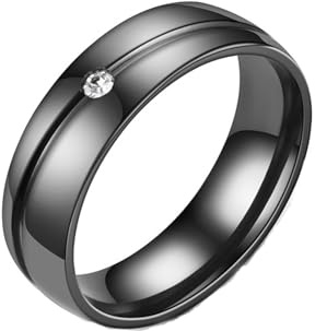 MAGIIE Ring Schwarz Herren,Ring aus Edelstahl,8mm Ring für Herren Band,CubicZirkonia Ring (Schwarz, 62)