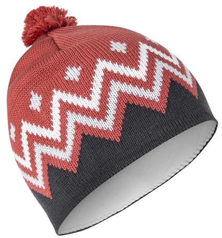 B DÆHLIE Björn Daehlie Damen Herren Mütze Skimütze Strickmütze Bommelmütze Hat Pattern, Farbe:Rot, Artikel:-38800 Dusty red