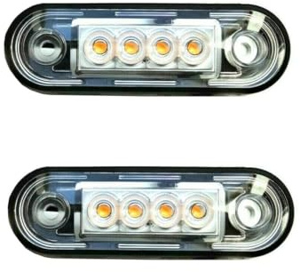 MelTruck 2x LED Umrissleuchte Seitenleuchte mit flacher und runder Gummiunterlage LKW, PKW, Anhänger, Trailer, Wohnwagen 12V/24V gelb E9 IP68