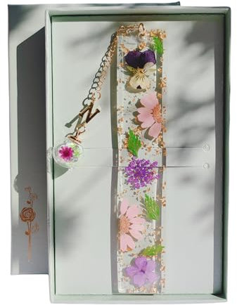 Famweylami Personalisiertes Lesezeichen Gepresste Blumen, Lesezubehör für Bücher, Book Marks for Reading, Lesezeichen Buchstaben, Geschenk für Lehrer, Bücherwurm, Mädchen, Mutter, Großmutter-N