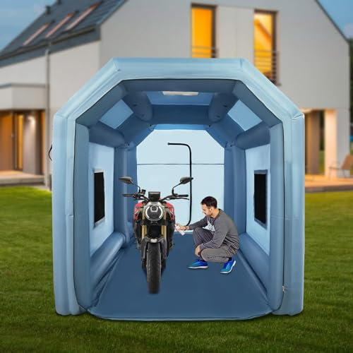 COUCHO Inflatable Spray Paint Booth, Portable Paint Cabin Tent with 2 Blowers and Air Filter System, Car Painting Booth Tent for Motorcycle for Spray Painting, 13.5 x 8.5 x 8.5ft