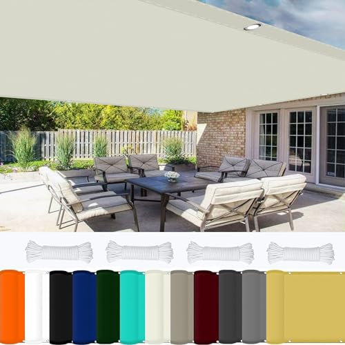 Filet d'ombrage Rideau pour Pergola 2.6 x 4.5 m 98% UV Protection,Polyester, Toile Pergola Imperméab avec Oeillets avec Cordons pour Patio Jardin Terrasse, Ivoire
